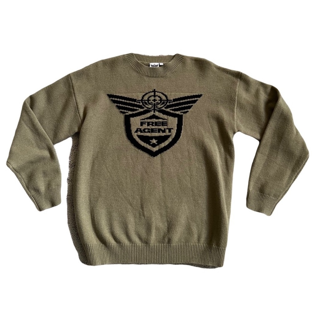 Free Agent Olive Military Sweater Green Long Sleeve Top Medium NEW WITH TAG - Picture 4 of 7